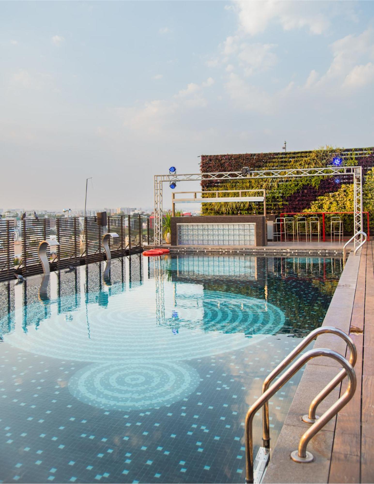 Hyatt Place Hyderabad Banjara Hills Exterior foto A pool with a water level sensor